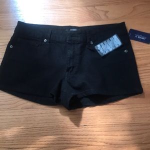 Black denim shorts